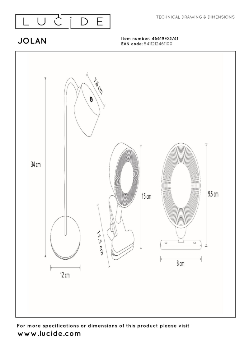 Lucide JOLAN - Rechargeable Desk lamp/Clamp lamp/Wall lamp - Battery pack - LED Dim to warm - 1x3,5W 2700K/5700K - Taupe